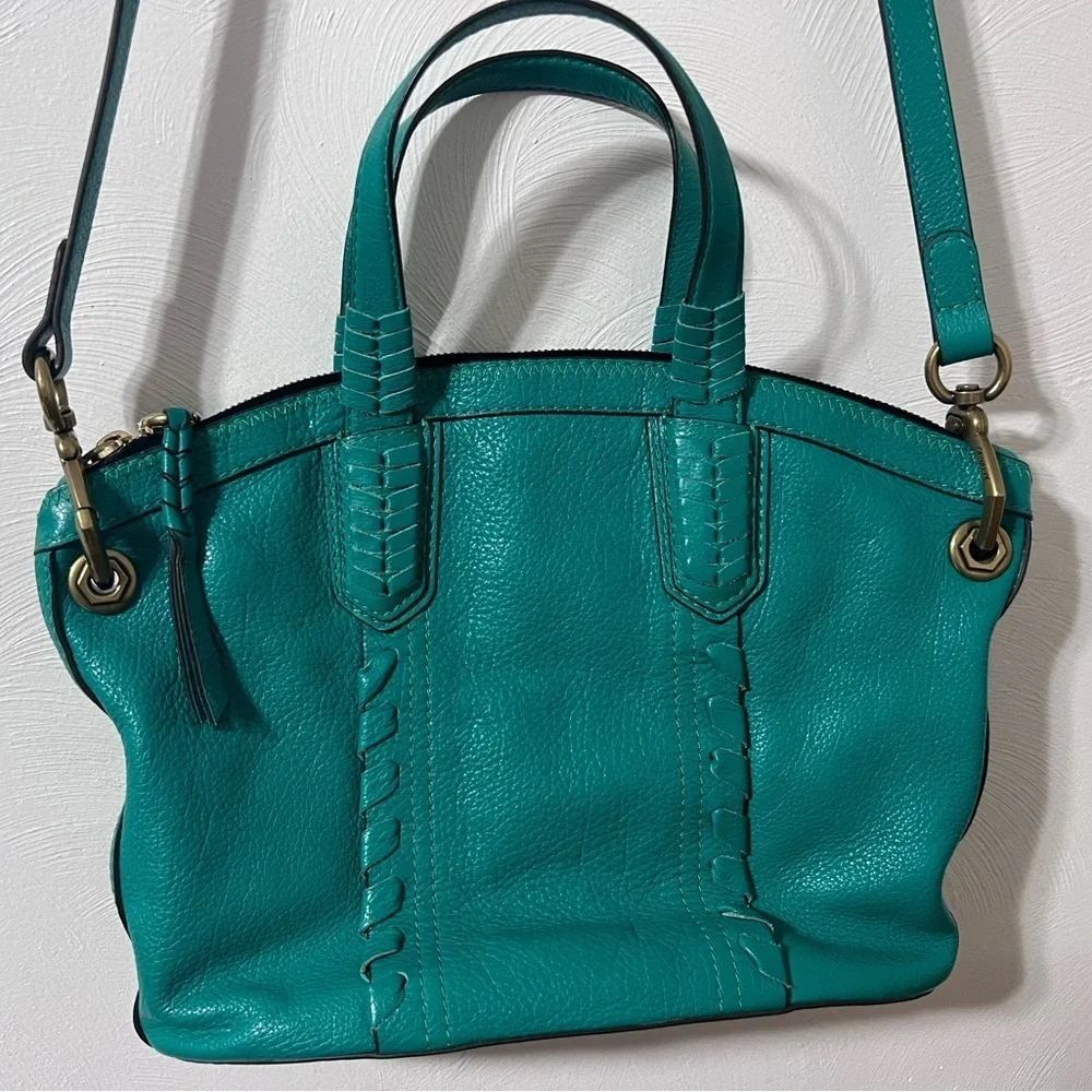 orYANY Green Pebbled Leather Medium Shoulder Bag